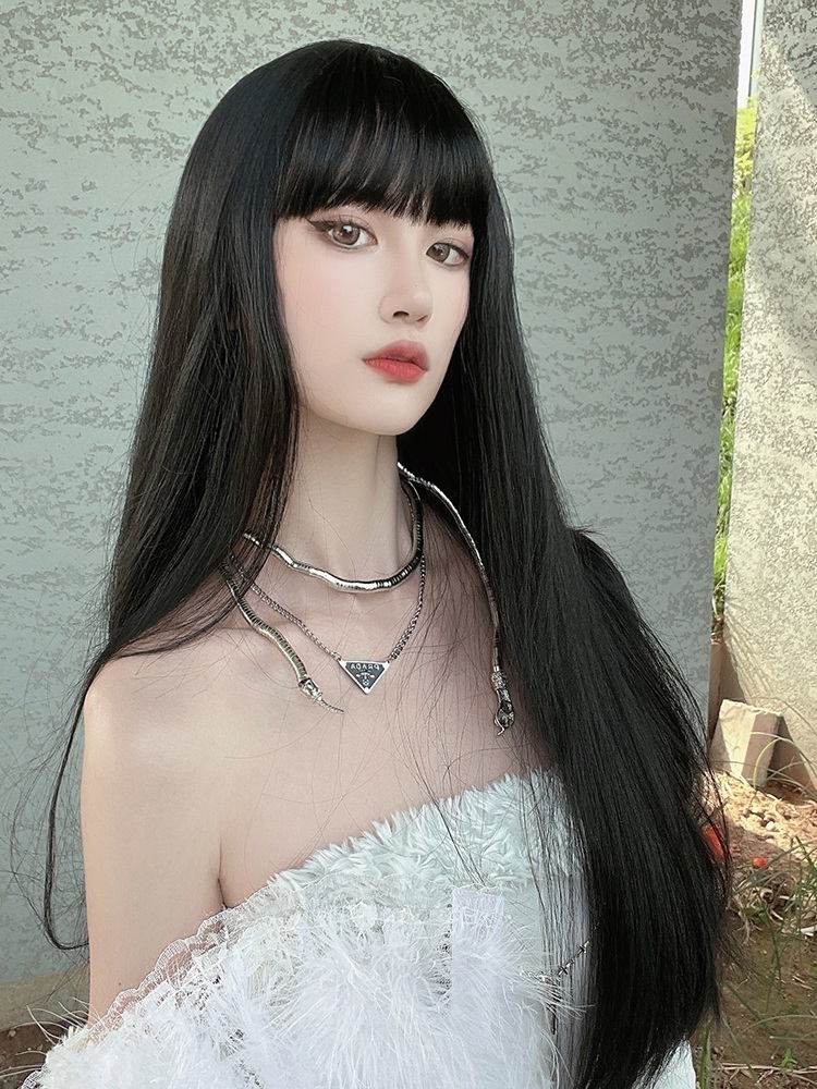 애쉬그레이 긴생머리 통가발 매직 앞머리있는 아이돌 헤어 스타일 12칼라 - 상세 이미지 4
