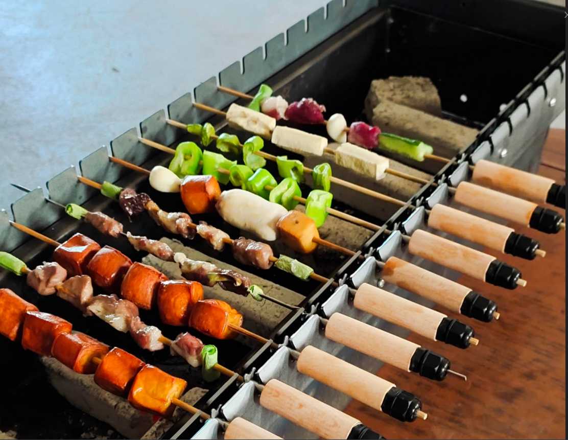 양꼬치구이 꼬치 자동회전 바비큐 상품 구이 숯불 기계 20줄 : 새싹-마켓
