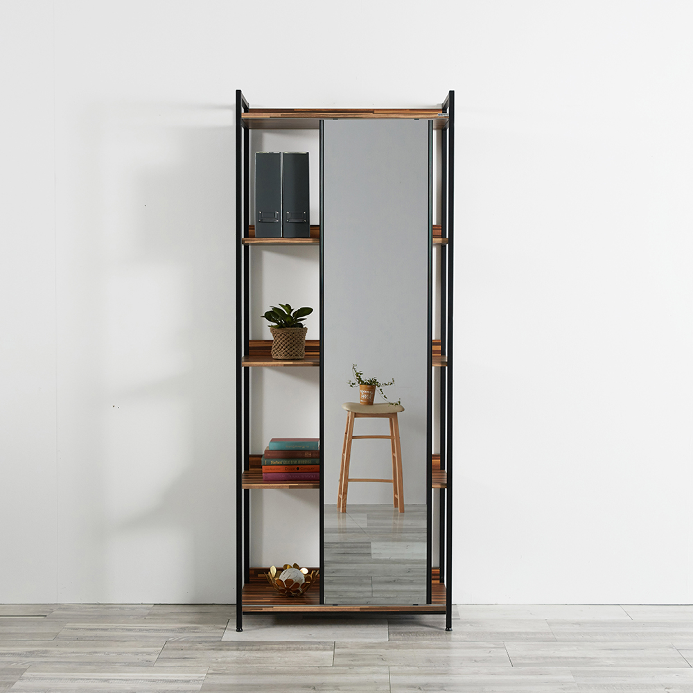 동서가구 디케로 철제 스틸 드레스룸 시스템 행거 800, 거울선반형, 멀바우