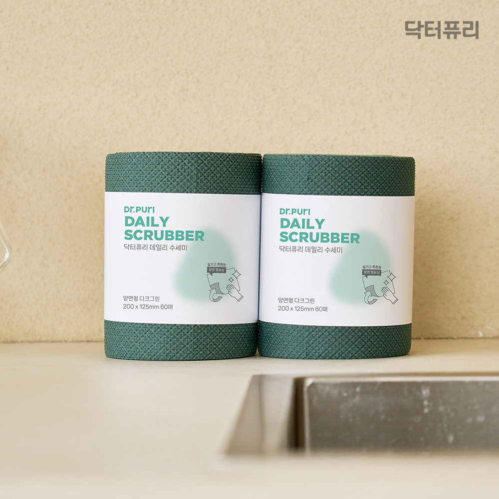 [극세사행주 증정] 닥터퓨리 스트롱 데일리 수세미 60매 x 4입 소형