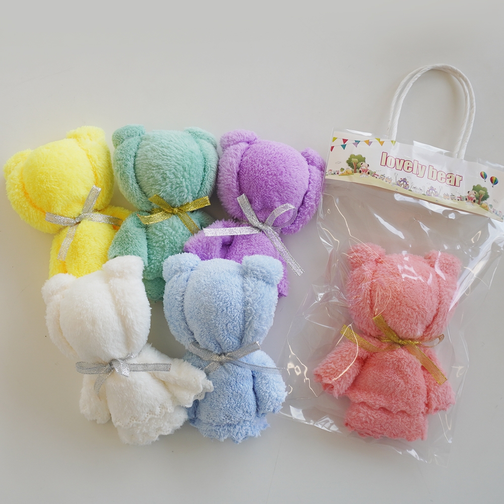 곰돌이 곰 인형 수건 타올 답례품 6color 극세사 핸드 타월 유치원 어린이집 선물 - 상품 이미지