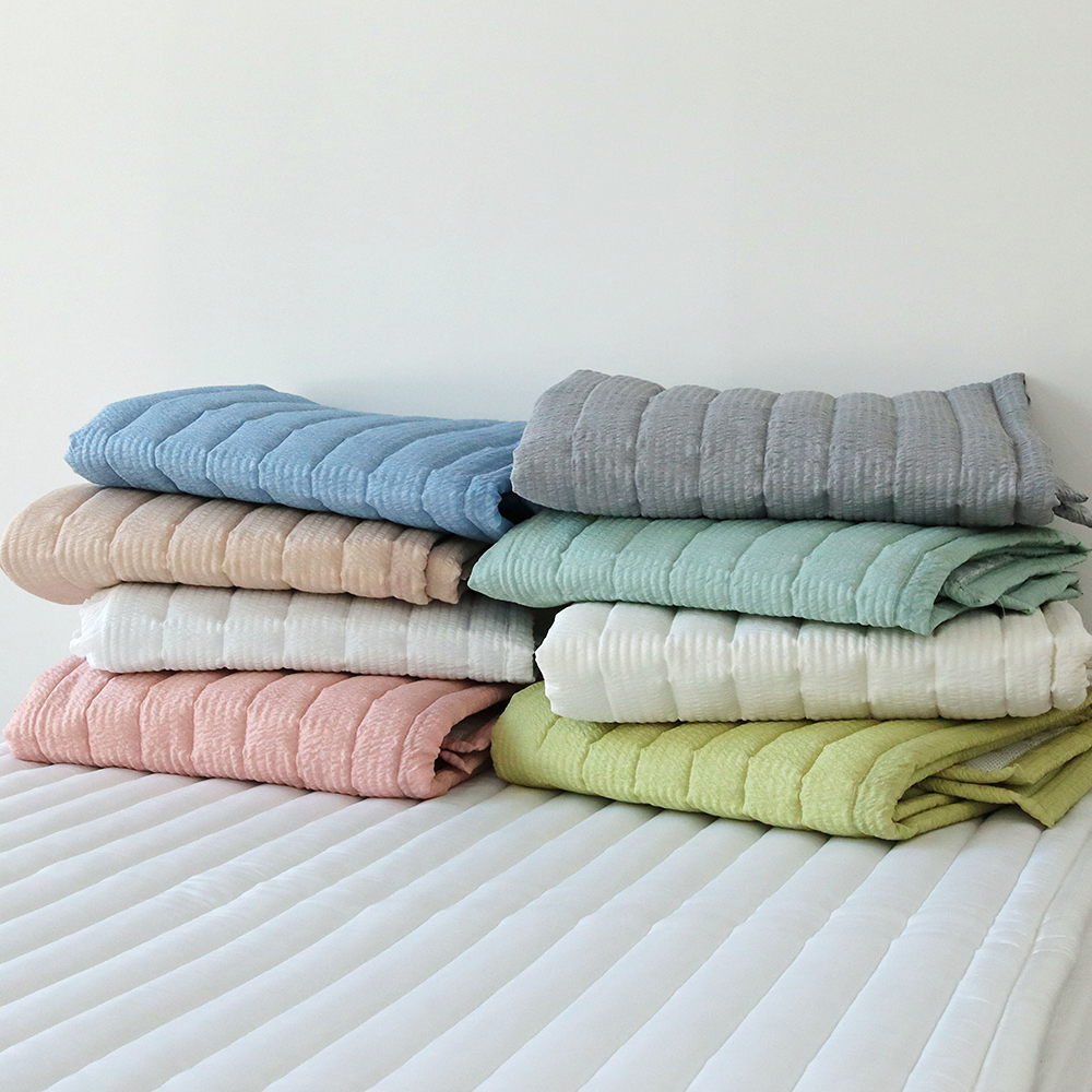 솔리드 에어워싱 선염 시어서커 미끄럼방지 고정밴드 침대 여름패드 SS