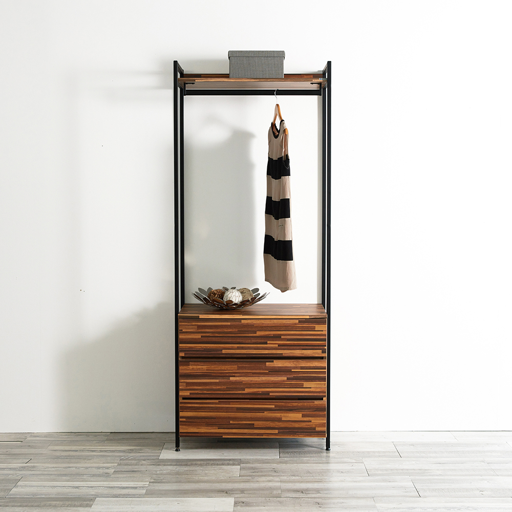 동서가구 디케로 철제 스틸 드레스룸 시스템 행거 800, 서랍형, 멀바우