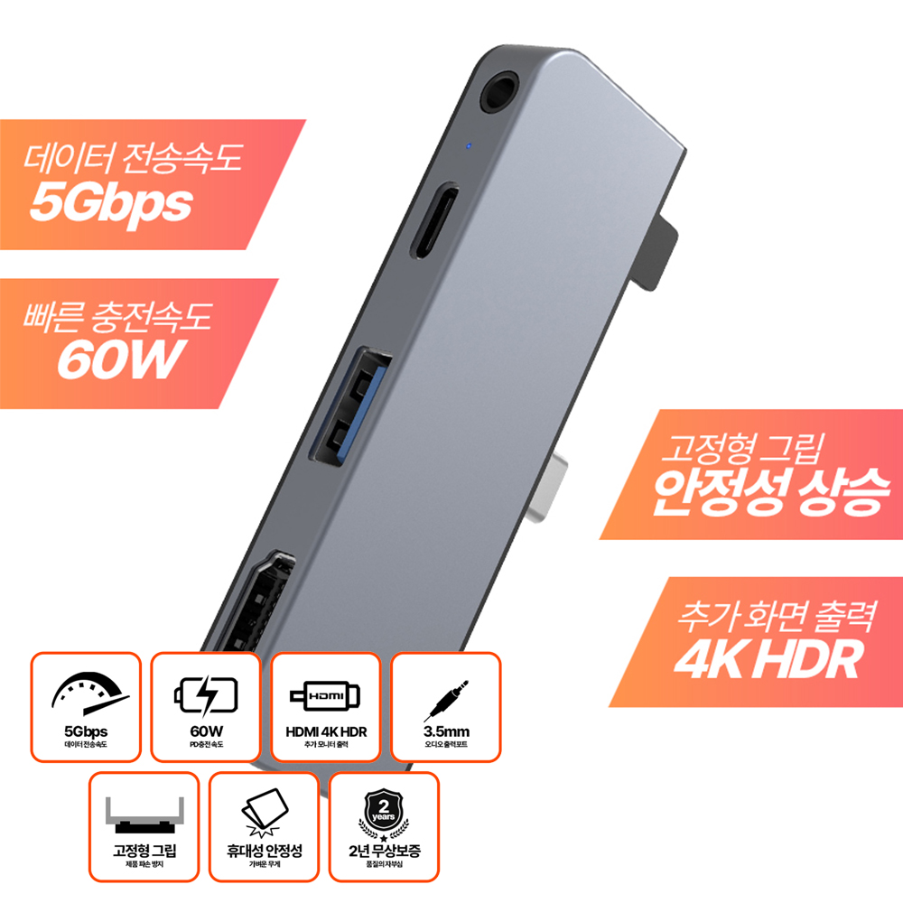 C타입 아이패드 맥북 갤럭시북5 충전 멀티허브 확장 분배기 - 상세 이미지 2