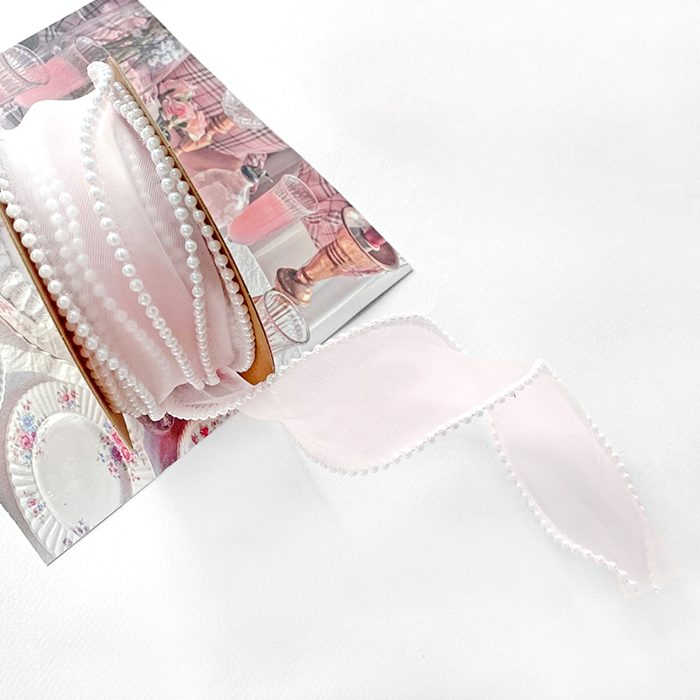 (1롤) 4cm 진주리본 포장끈 선물포장끈 꽃다발 포장 리본 - 상세 이미지 5