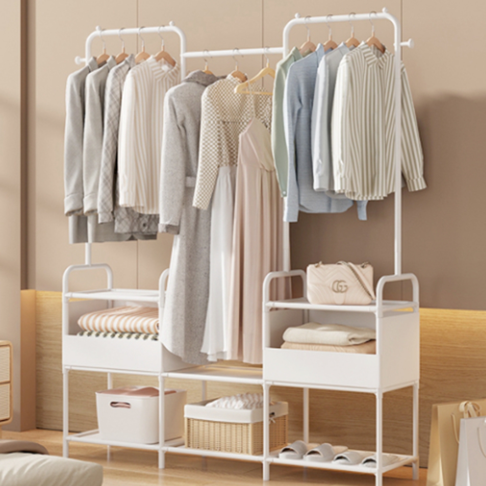심플 3단 드레스룸행거 시스템 행거선반 철제 조립식옷장