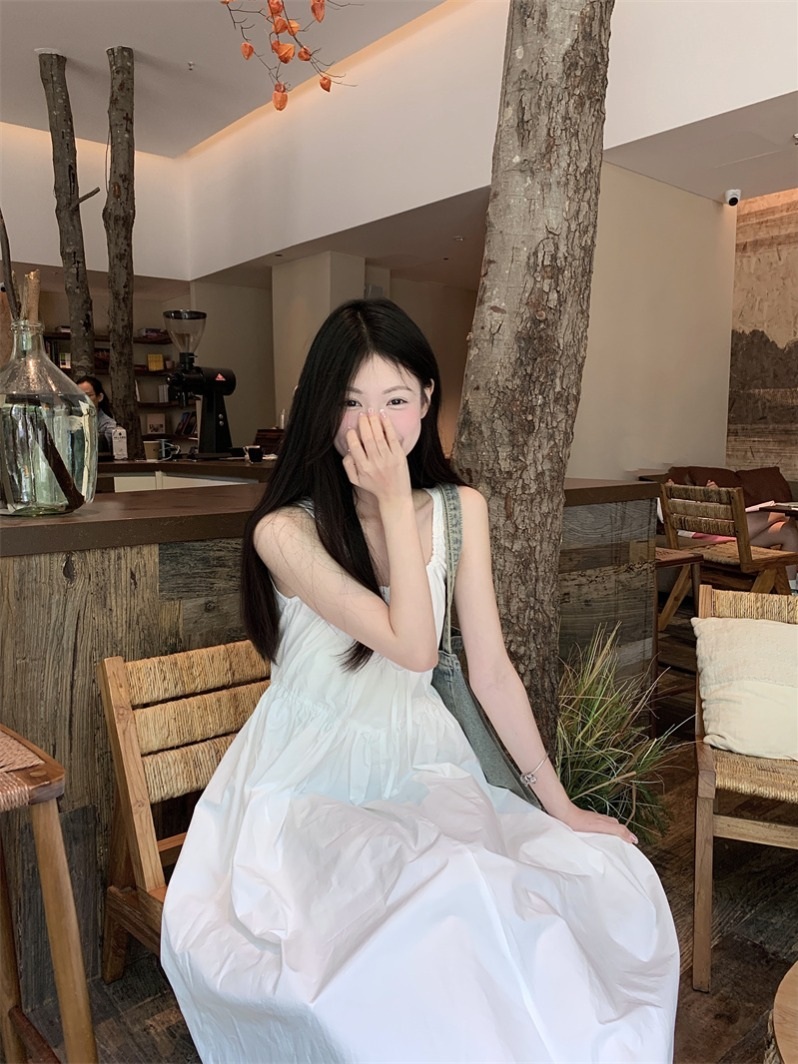 오마이걸 아린 원피스 화이트 인스타그램 레이스 민소매 의상 옷 패션 - 상세 이미지 5