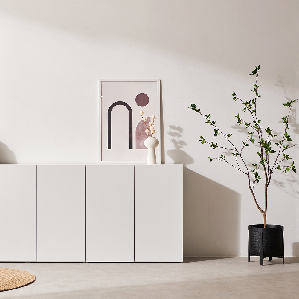 주방수납장 부엌 홈카페수납장 팬트리장 하부장 그릇장 슬림 2단 800 화이트