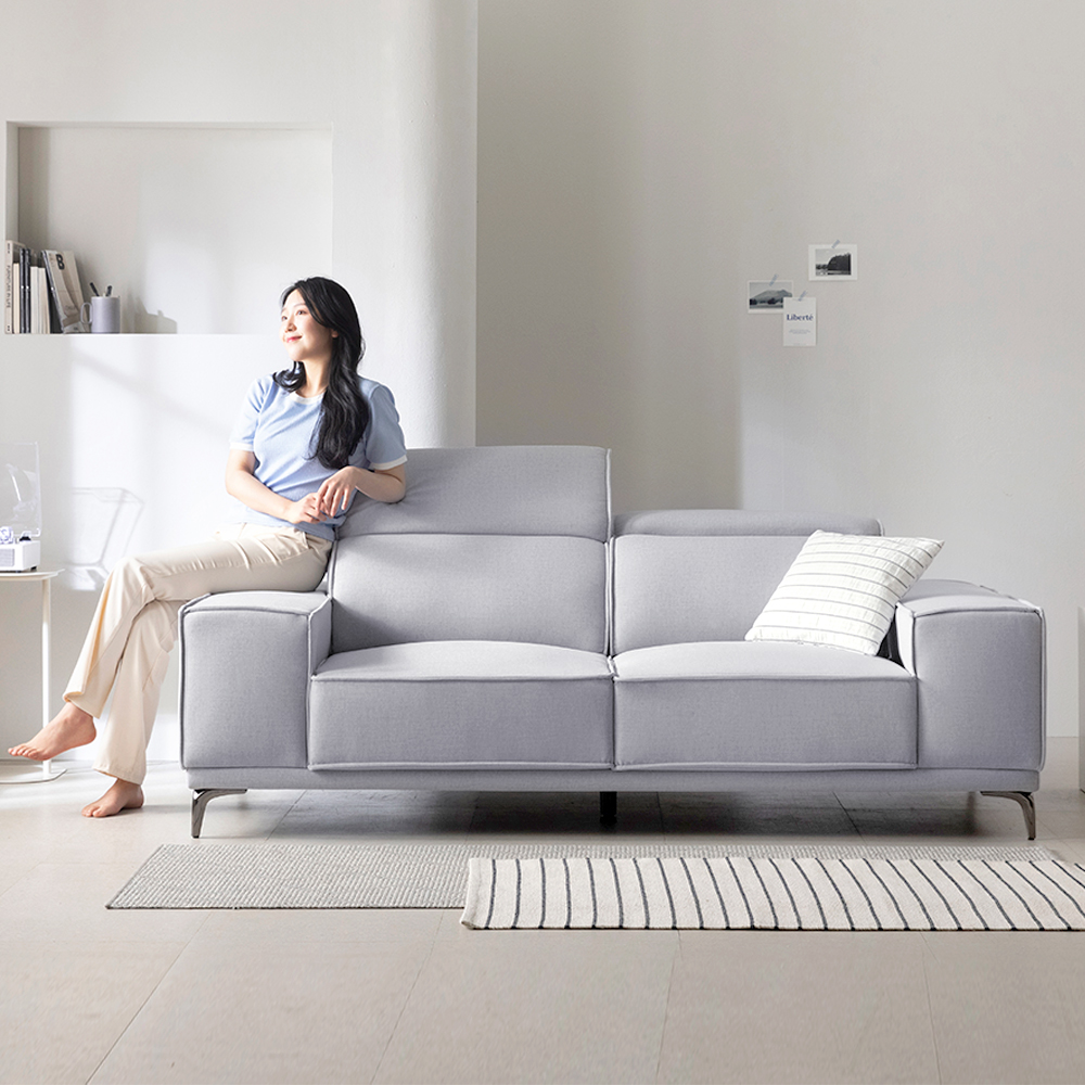 제나 카페 라운지 아쿠아텍스 패브릭 소파 3인용 소파 +스툴Event