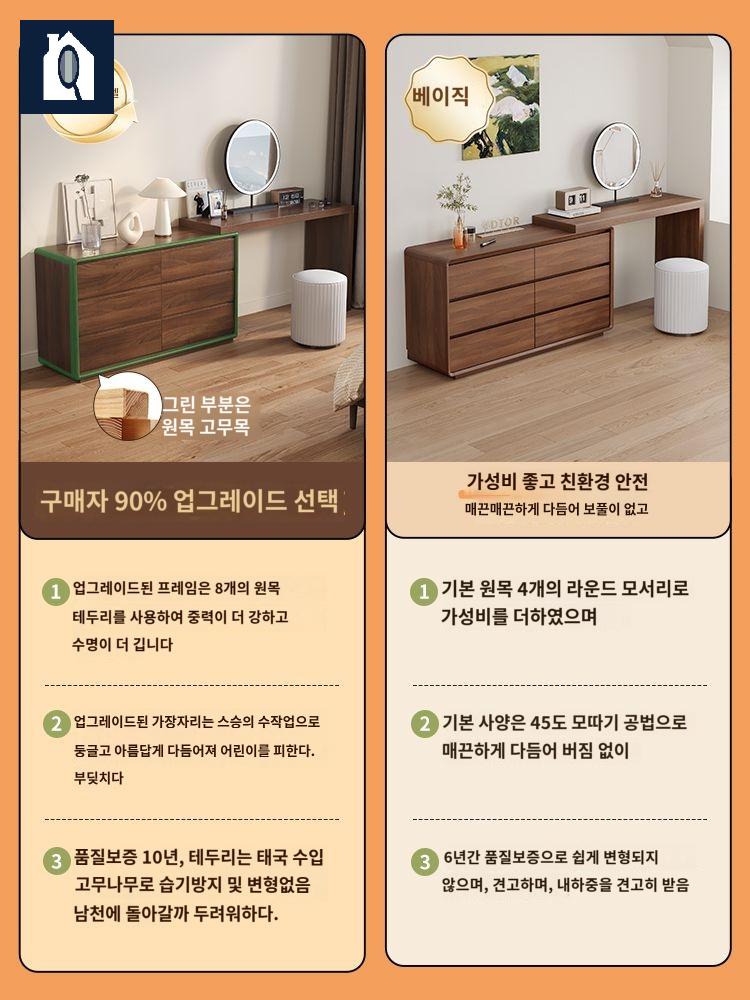 화장대 서랍장 확장형 우드 3단 수납장 600 - 상세 이미지 2