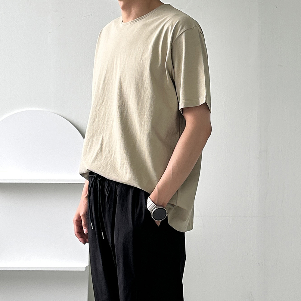 남자 반팔티 무지 20수 여름 흰색 반팔 티셔츠 - 상품 이미지