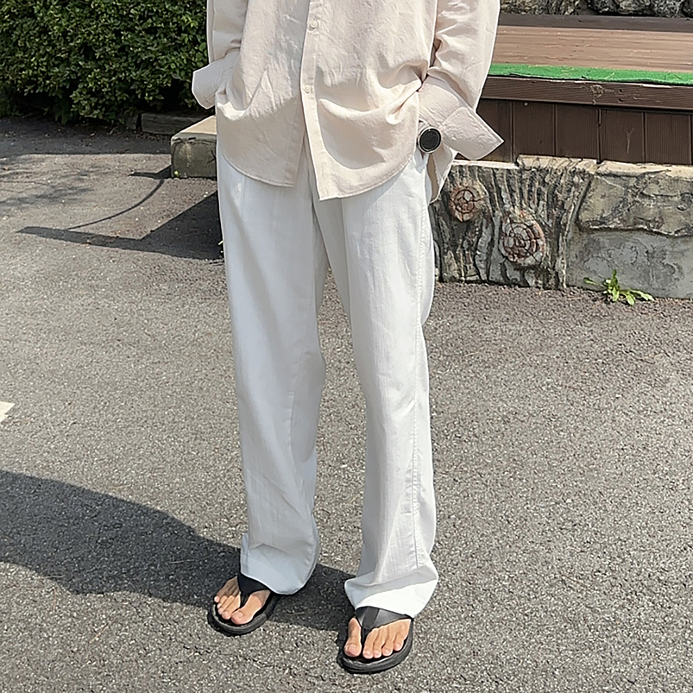 남자 여름바지 린넨 아이스 와이드 팬츠 남자 냉장고바지 - 상품 이미지