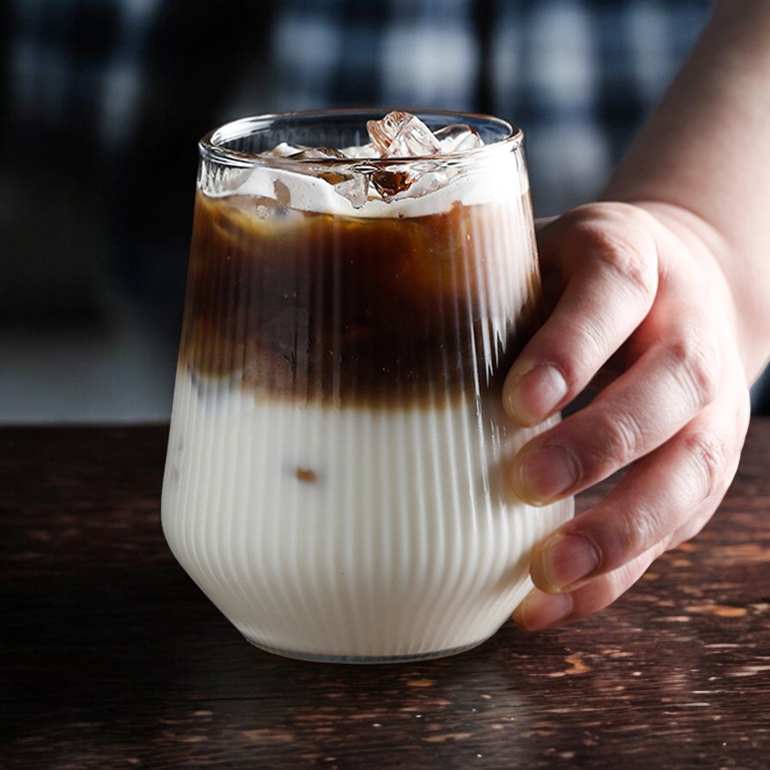 홈카페 뚱이 아이스아메리카노잔 아인슈페너잔 온더락 유리컵 플리츠 베이직 420ml