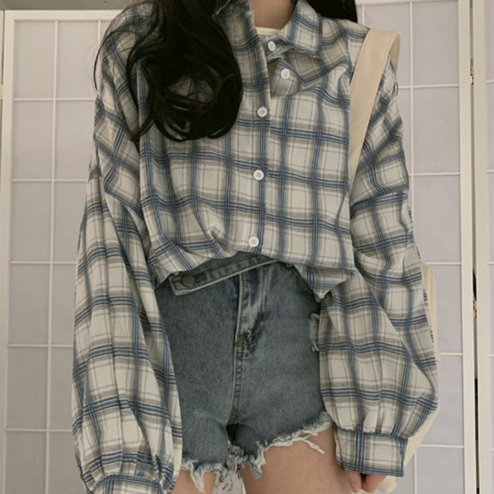 여자 남방 체크 무늬 봄 여름 가을 여성 긴팔 겨울 데일리 캐쥬얼 10대 셔츠 여학생 - 상품 이미지