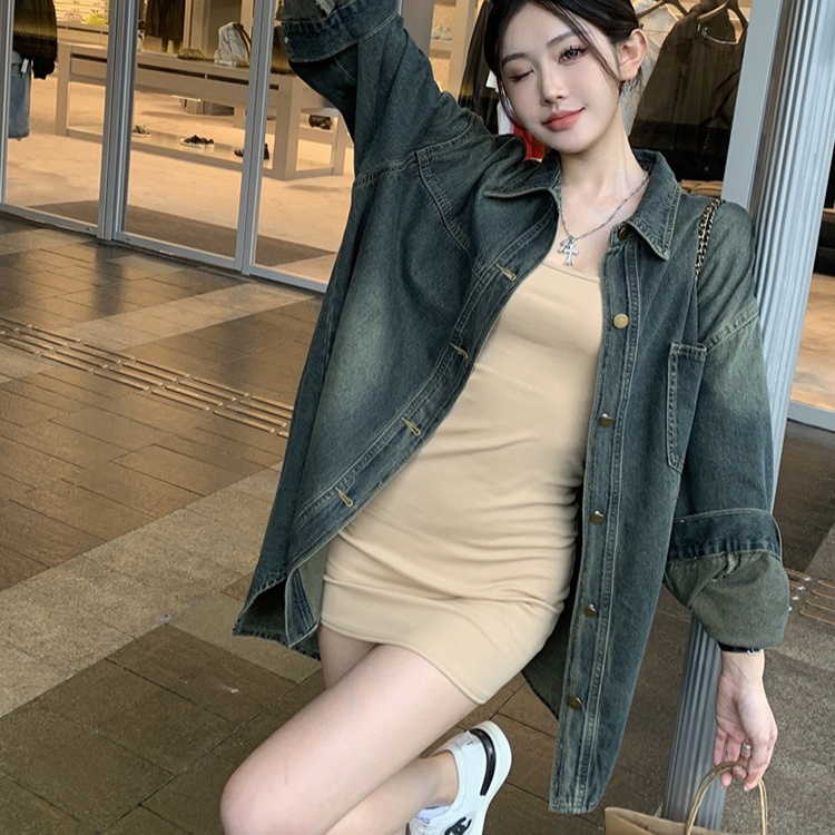 강민경 자켓 청 데님 인스타그램 간절기 빅 사이즈 의상 옷 패션 - 상품 이미지