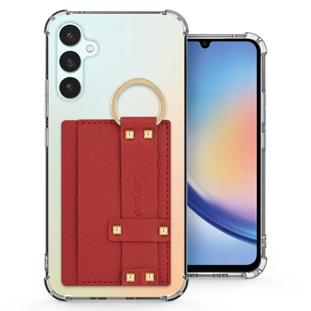 카루소 갤럭시A34 5G 토고 링 카드 포켓 투명 범퍼 케이스 a346 레드 - 상품 이미지