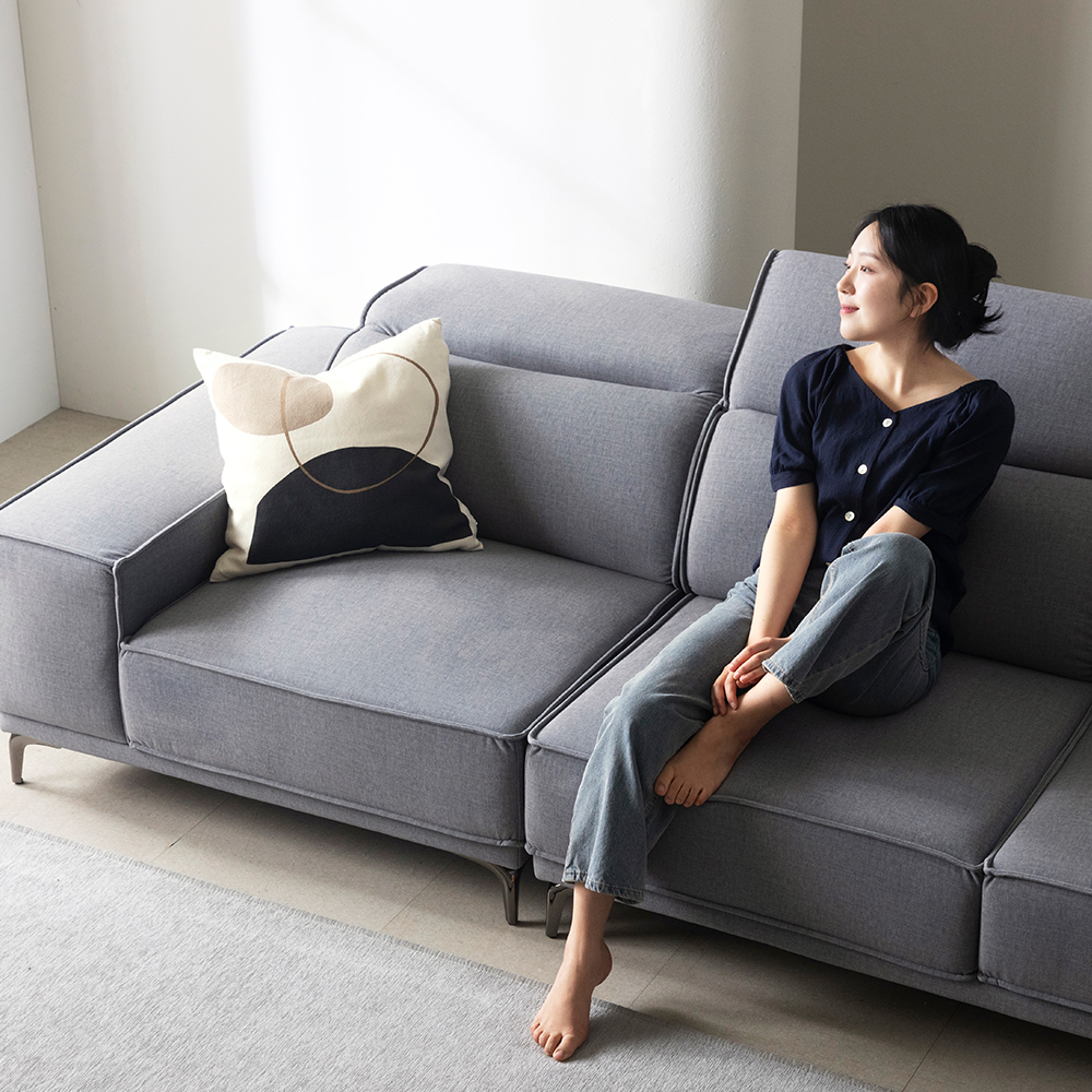 제나 카페 라운지 아쿠아텍스 패브릭 소파 3인용 소파 +스툴Event