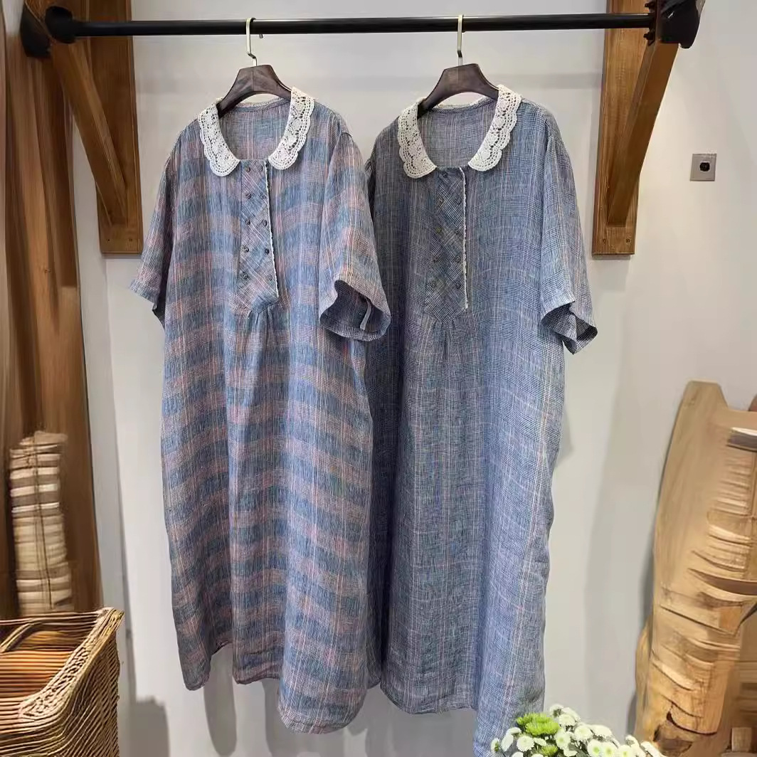 린넨원피스 레이스 자수 루즈핏