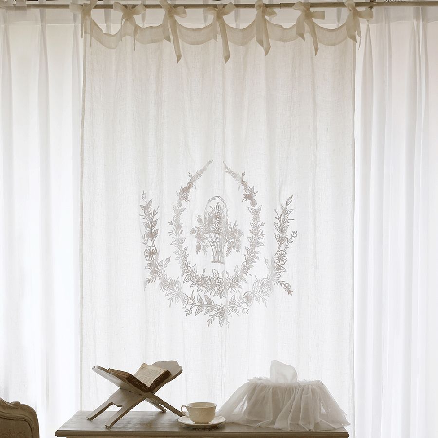 메종드파리 프렌치 자수커튼 플라워바스켓 (핑크)