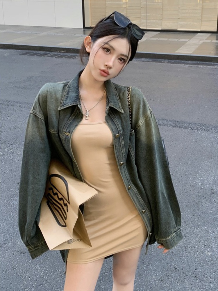 강민경 자켓 청 데님 인스타그램 간절기 빅 사이즈 의상 옷 패션 - 상세 이미지 3