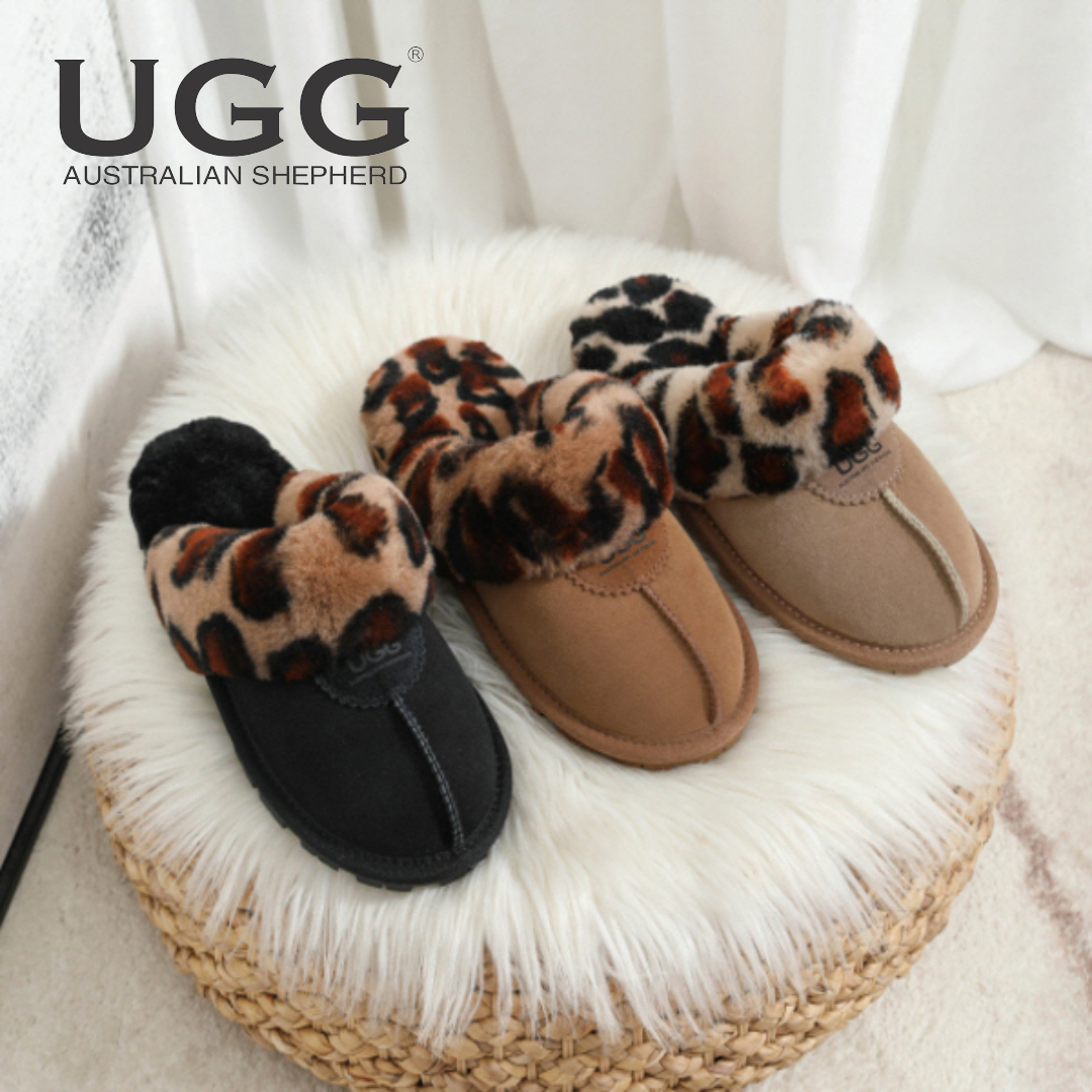 호주어그 에버 레오퍼드 프린트 양털 여성 어그 슬리퍼 AS2049