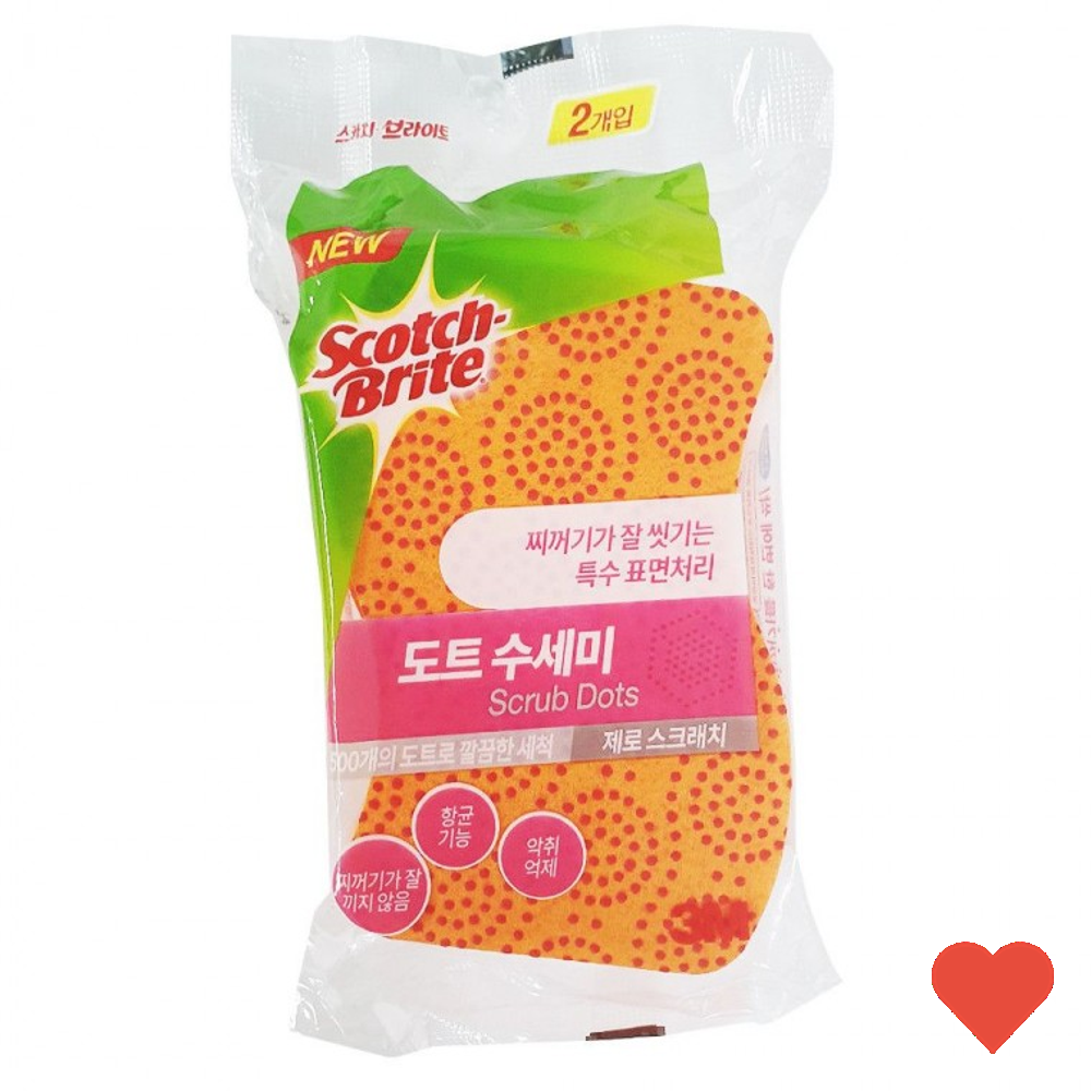 주방정리소품 도트 수세미 2P 스크래치 흠집방지 : samONEmart