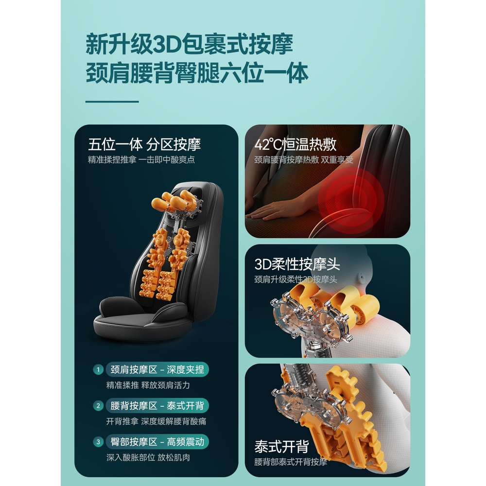 좌식 안마의자 쿠션 마사지기 시트 전신 의자형 어깨 - 상세 이미지 2