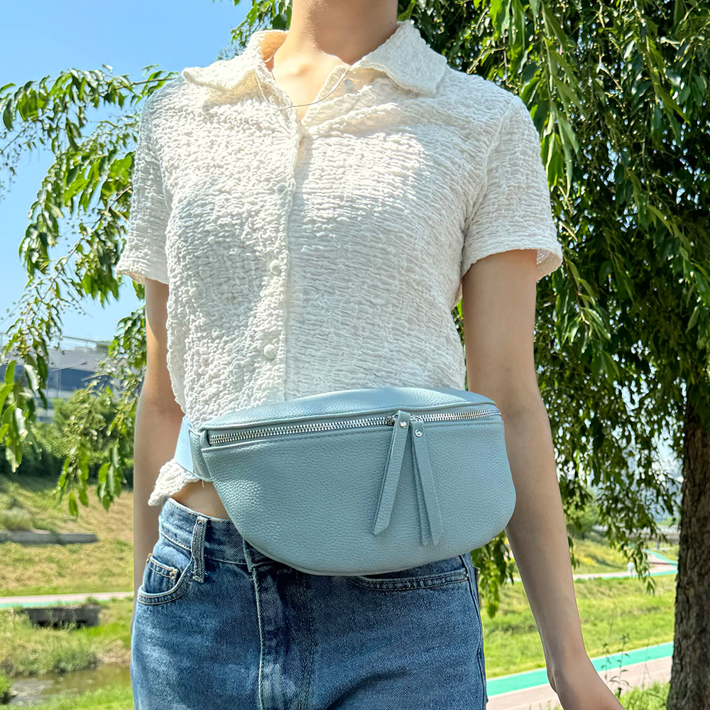 여성 힙색 심플한 허리가방 나들이 외출 여행 미니 힙백 허리차는 가방 - 상품 이미지