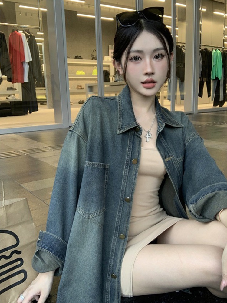 강민경 자켓 청 데님 인스타그램 간절기 빅 사이즈 의상 옷 패션 - 상세 이미지 2