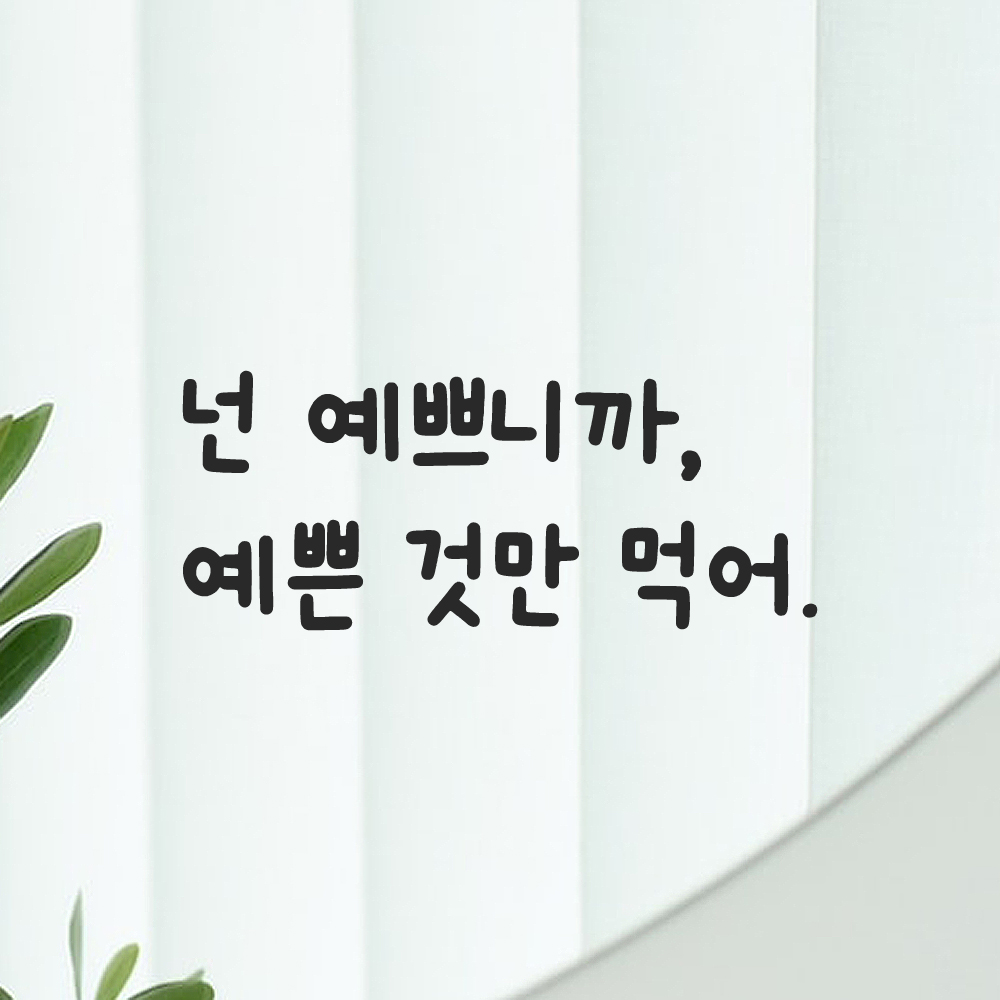 인테리어 귀여운 손글씨 레터링 스티커 넌 예쁘니까 예쁜 것만 먹어 LMM-083S 검정 이미지 8