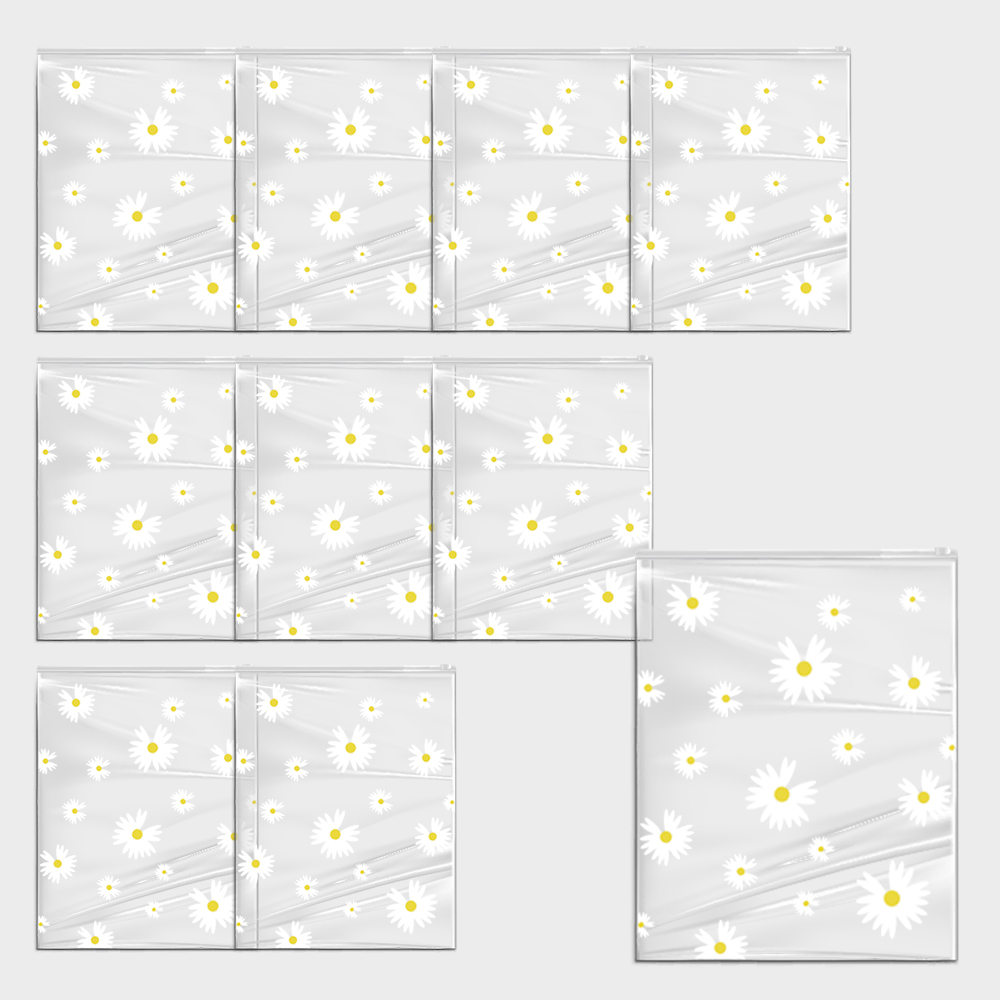 슬라이드 지퍼백 다회용 포장용 비닐 소분 지퍼팩 투명 데이지꽃 20개 소형 중형 대형 - 상세 이미지 2
