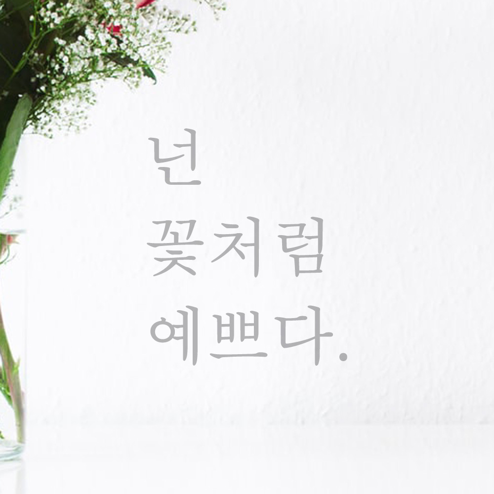 인테리어 포인트 감성 문구 레터링 스티커 넌 꽃처럼 예쁘다 L-040S 검정 이미지 7