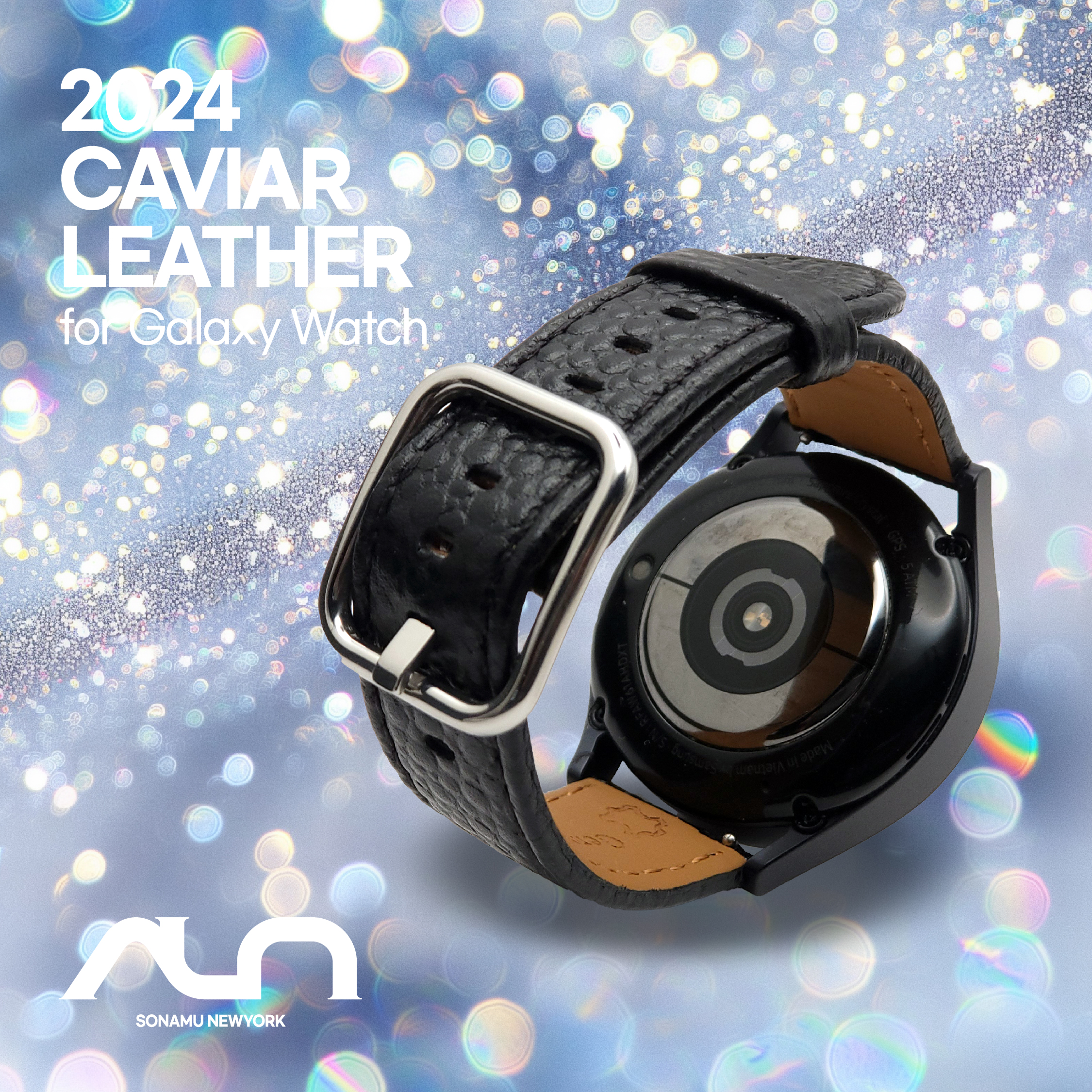 소나무뉴욕 갤럭시워치7 외 20mm 호환 가죽 밴드 스트랩 시계줄 / 캐비어 가죽+스퀘어버클