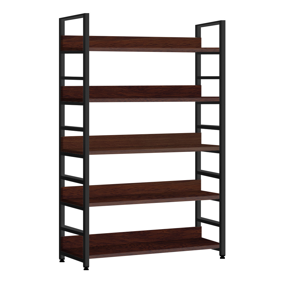 주문제작책장 코너형시스템 침대옆 레아 L자형 5단800 B 철제책장 월넛 - 상품 이미지