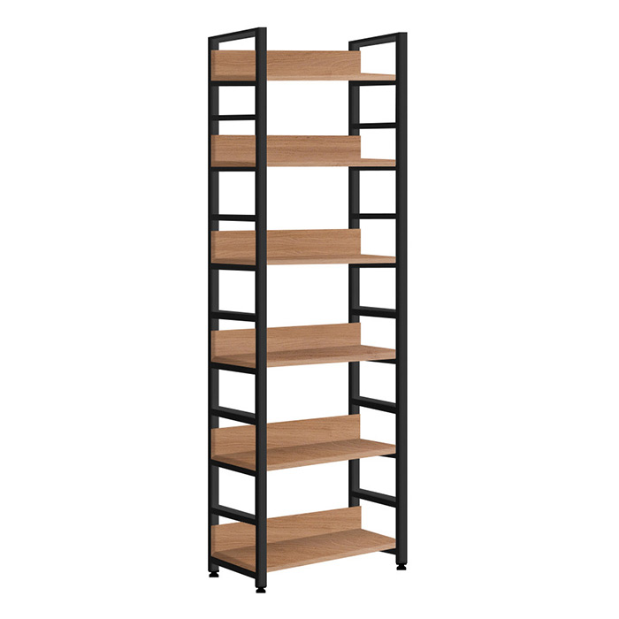 침대옆책장 6칸 주문제작코너형 시스템레아 L자형 6단400 B 철제책장 오크 - 상품 이미지