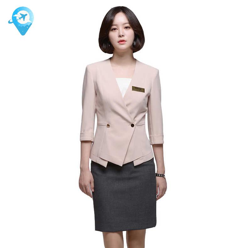 병원 학원 정장 상담실장 미용 세트 유니폼 반팔 코디네이터 - 상세 이미지 5