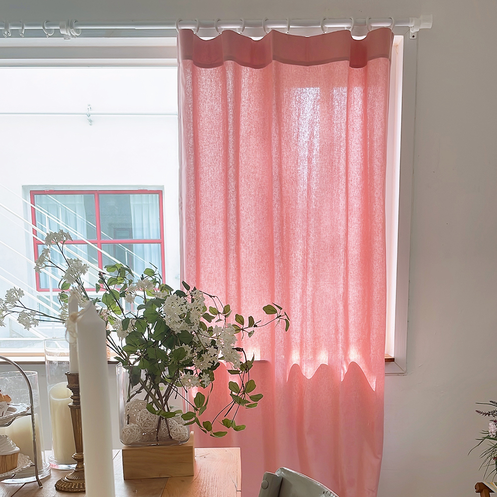 린넨 커튼 핑크 맞춤제작 아이방 여아 거실 작은방