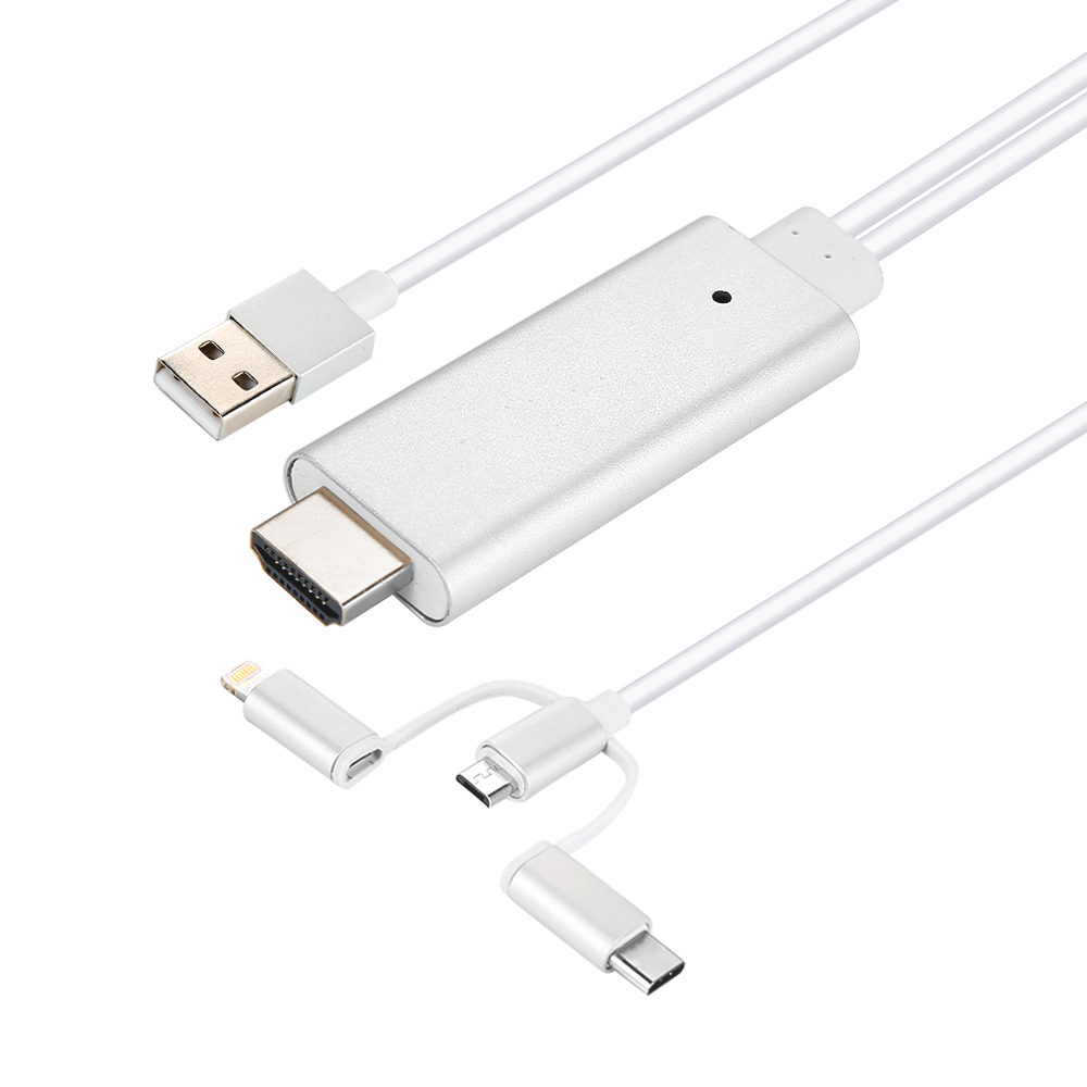 넥스트유 NEXT-840A 3in1 HDMI 아이폰 안드로이드 MHL 미러링 케이블 2M - 상품 이미지