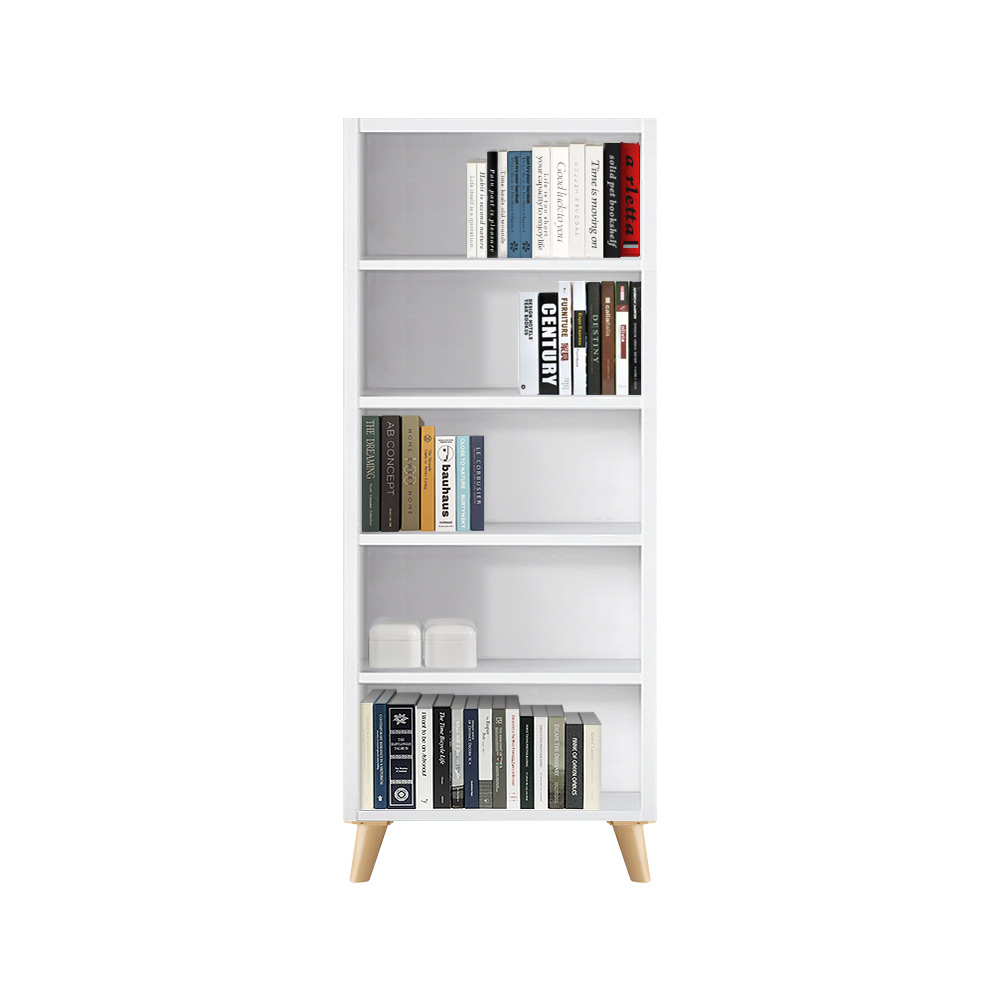엘리스 5단800 와이드 다리O 책장 화이트 - 메인 이미지