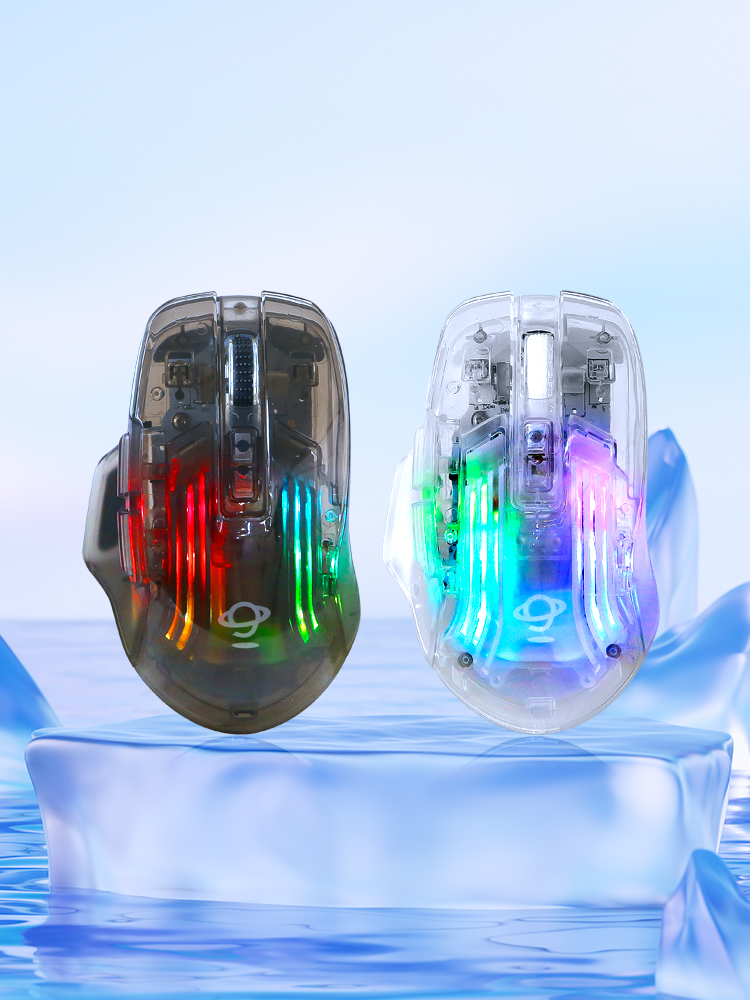 지클릭커 슈퍼히어로 SPG10 아쿠아푸딩 투명 블루투스 무선 마우스 블랙