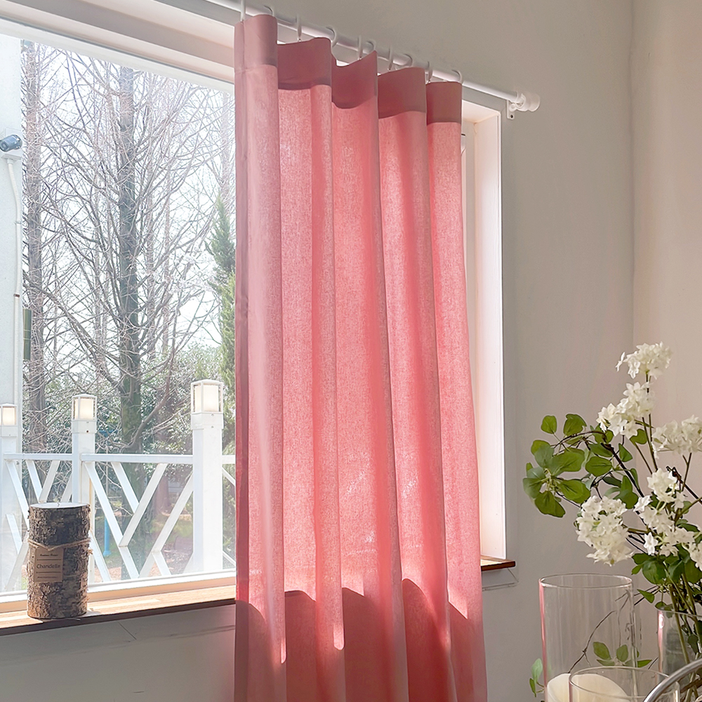 린넨 커튼 핑크 맞춤제작 아이방 여아 거실 작은방