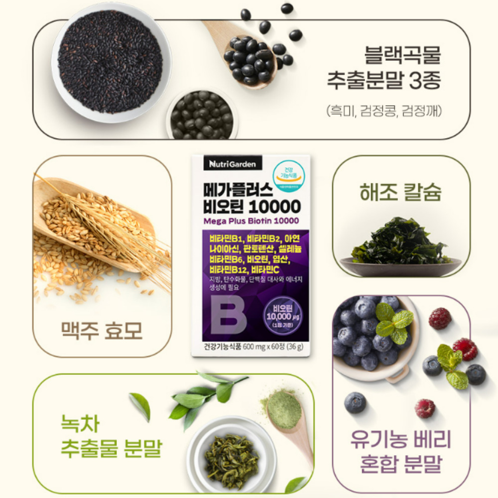 [2+1]비오틴 10000 징크 맥주효모 머리카락영양제 6개월분 이미지 7