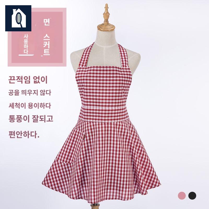 유튜브 주방 타이섭 앞치마 틱톡 촬영 핑크 블랙 - 상품 이미지