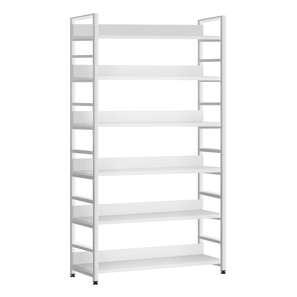 와이드책장 가벽깊은가로형 거실서재화레아 L자형 6단800 H 철제책장 화이트