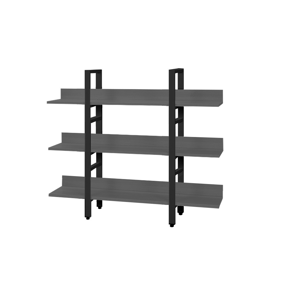 거실서재화책장 가로형깊은와이드 가벽레아 프리미엄L자형 3단1200 B 철제책장 그레이