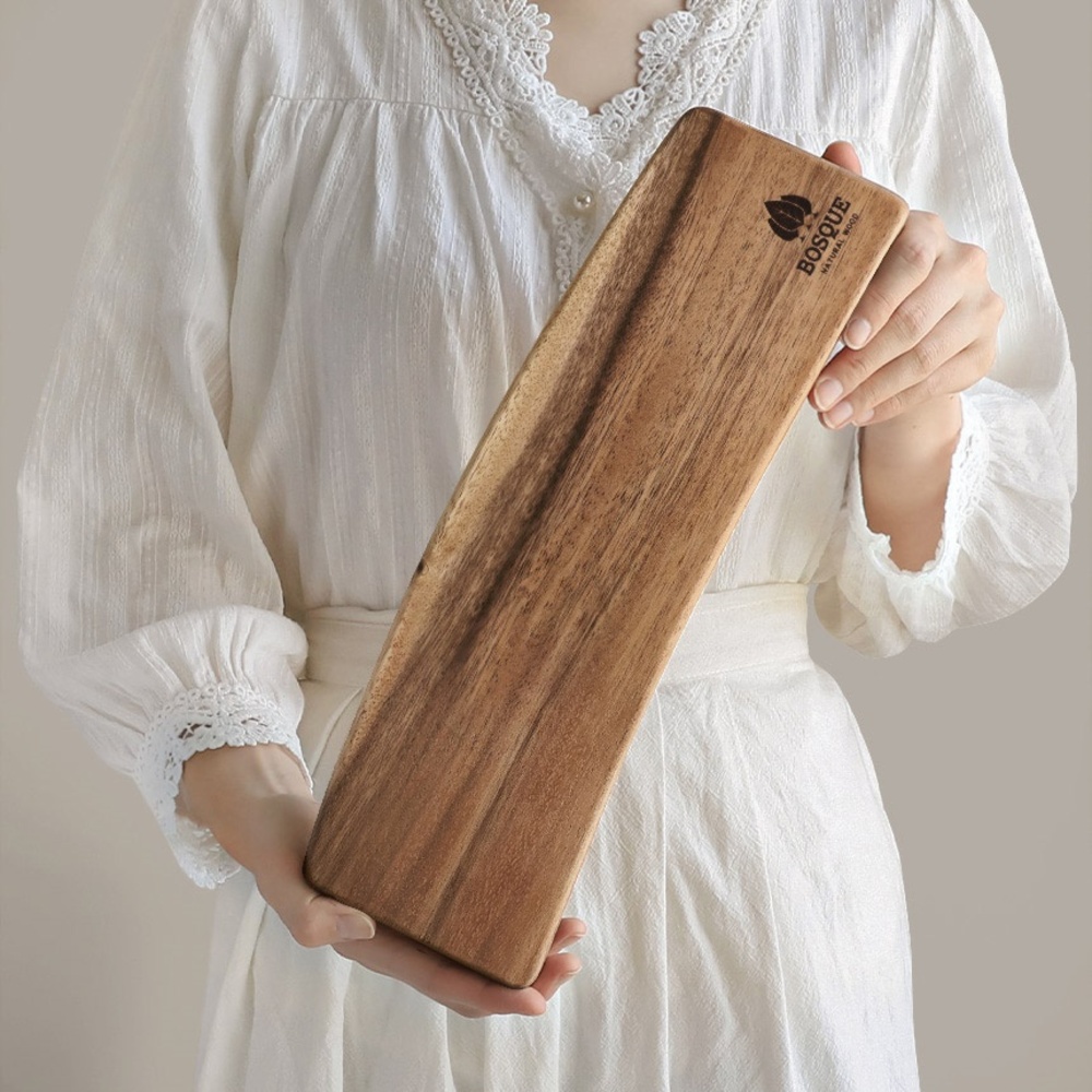 커브 서빙 보드 단단한 우드 접시 스시도마 긴 플레이팅 초밥트레이 중 - 상세 이미지 2