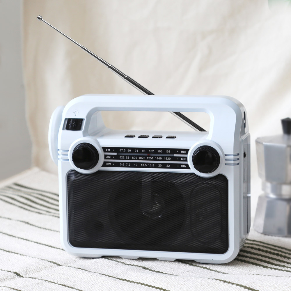코비 LED 손전등 라디오 블루투스 스피커 CRF-35B 레트로 FM AM