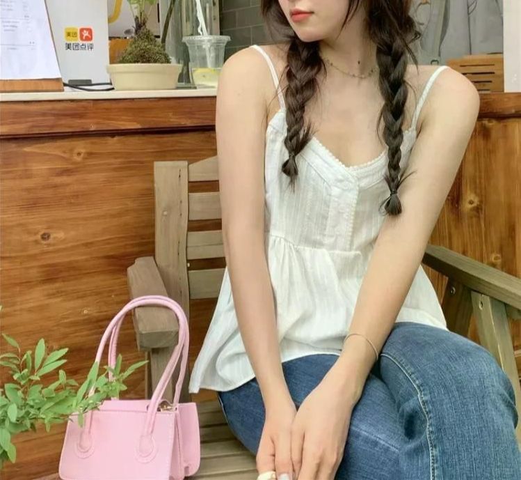 달콤한 순수한면 작은 여성 젊은 단단한 다재다능한 소녀 탑 여친룩 블랙 - 상세 이미지 3
