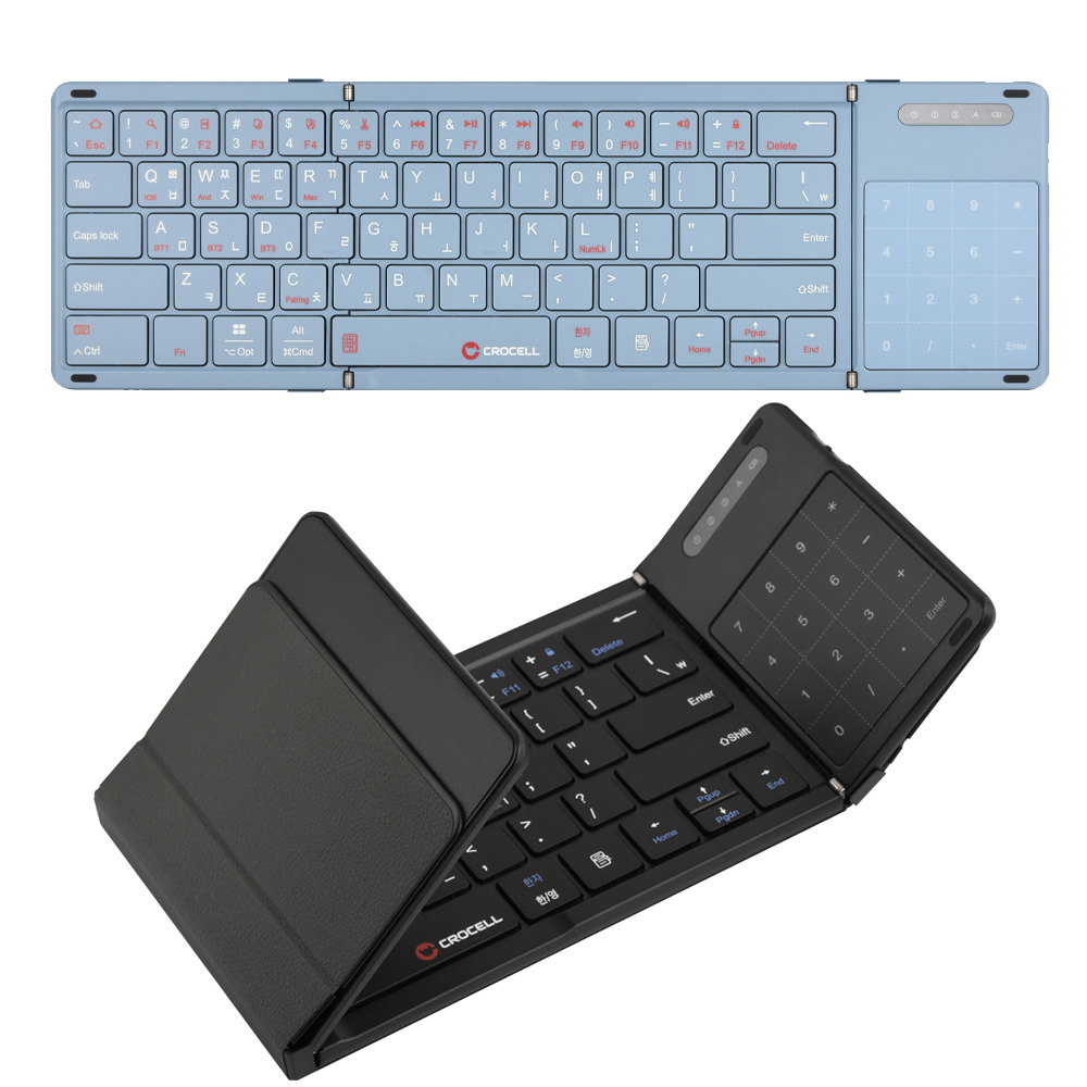 크로셀 숫자키패드 터치패드 블루투스 접이식 키보드 아이패드 휴대용 태블릿 미니 아이폰 맥 제품 이미지