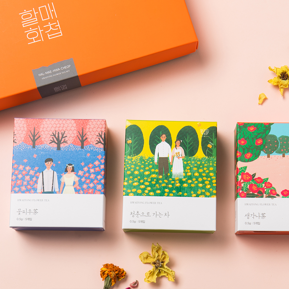 할매화첩 건강꽃차 3종 티 선물세트 국내산 고급답례품 - 상세 이미지 4